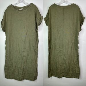 Bellambra Green Linen Short Sleeve Tshirt Dress Large